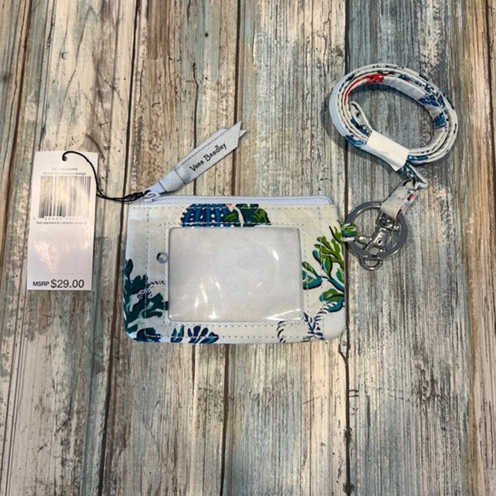 Vera Bradley Zip ID and Lanyard in Anchors Away